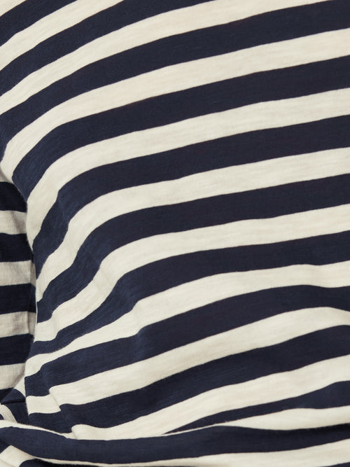 Cotton Slub Stripe Long Sleeve Tee | Navy