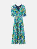 Abstract Meadow Midi Tea Dress | Green