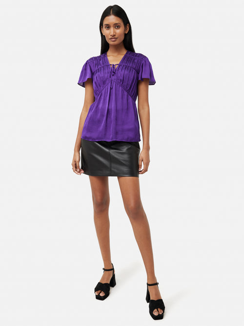 Recycled Satin Drape Top | Purple