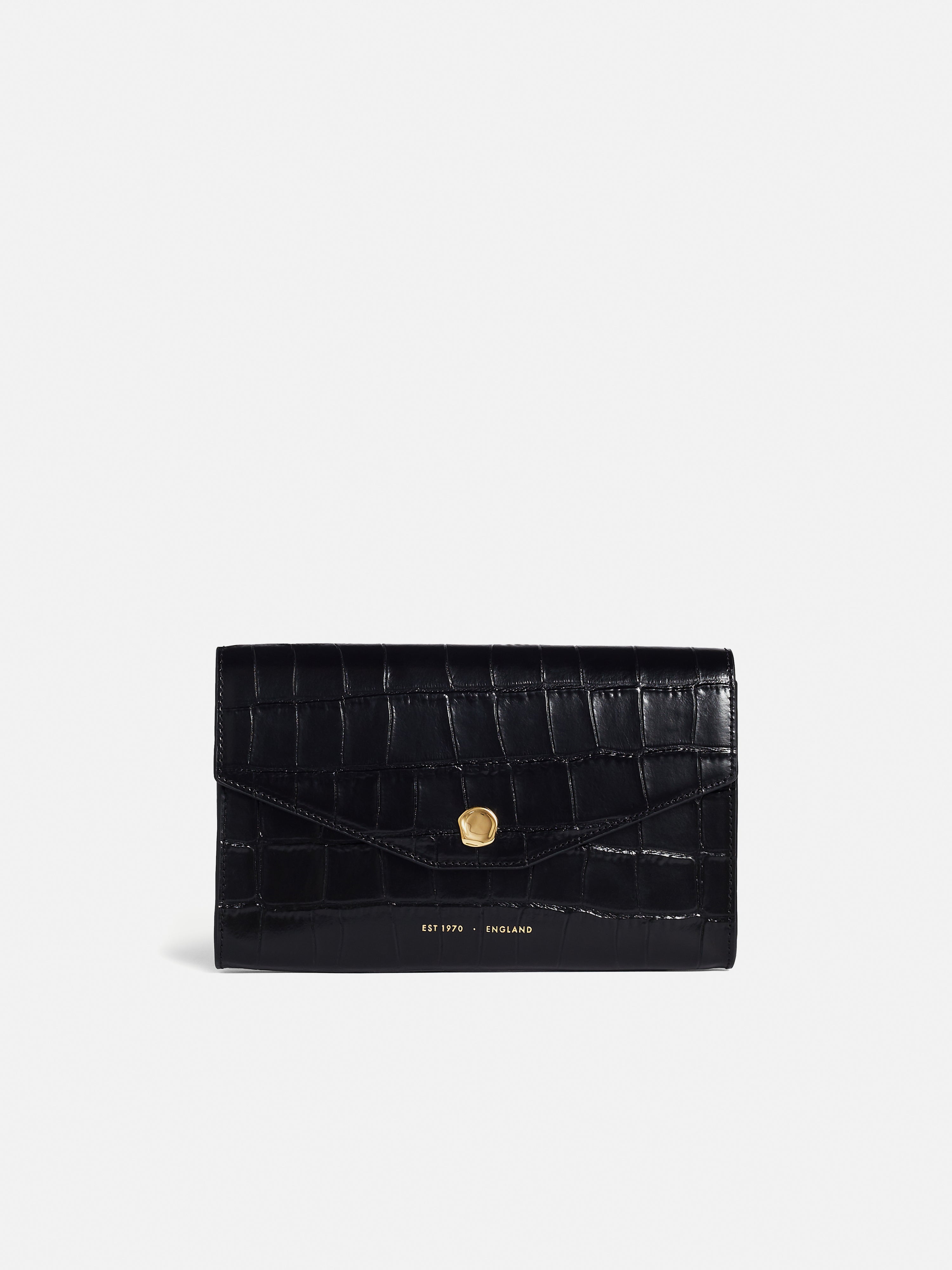 Megan Croc Leather Crossbody | Black – Jigsaw