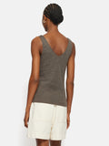 Linen Cotton V Neck Vest | Brown