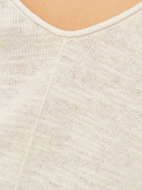 Linen Cotton V Neck Vest | Ivory