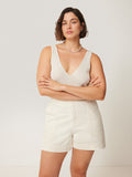 Linen Cotton V Neck Vest | Ivory