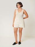 Linen Cotton V Neck Vest | Ivory