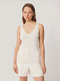 Linen Cotton V Neck Vest | Ivory