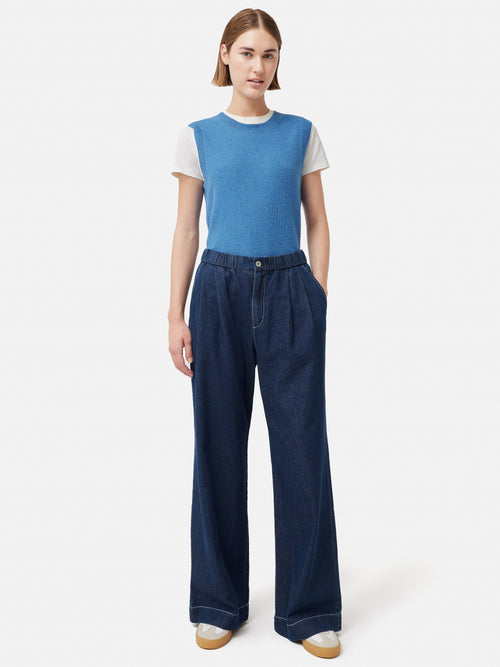 Denim Wide Leg Trouser | Blue