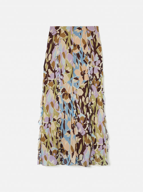 Graphic Pansy Crinkle Skirt | Lilac