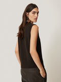 Cashmere Crew Neck Tank | Dark Brown