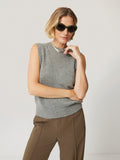 Cashmere Crew Neck Tank | Grey