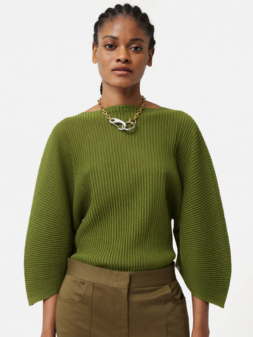 Circular Sleeve Knitted Top | Green – Jigsaw