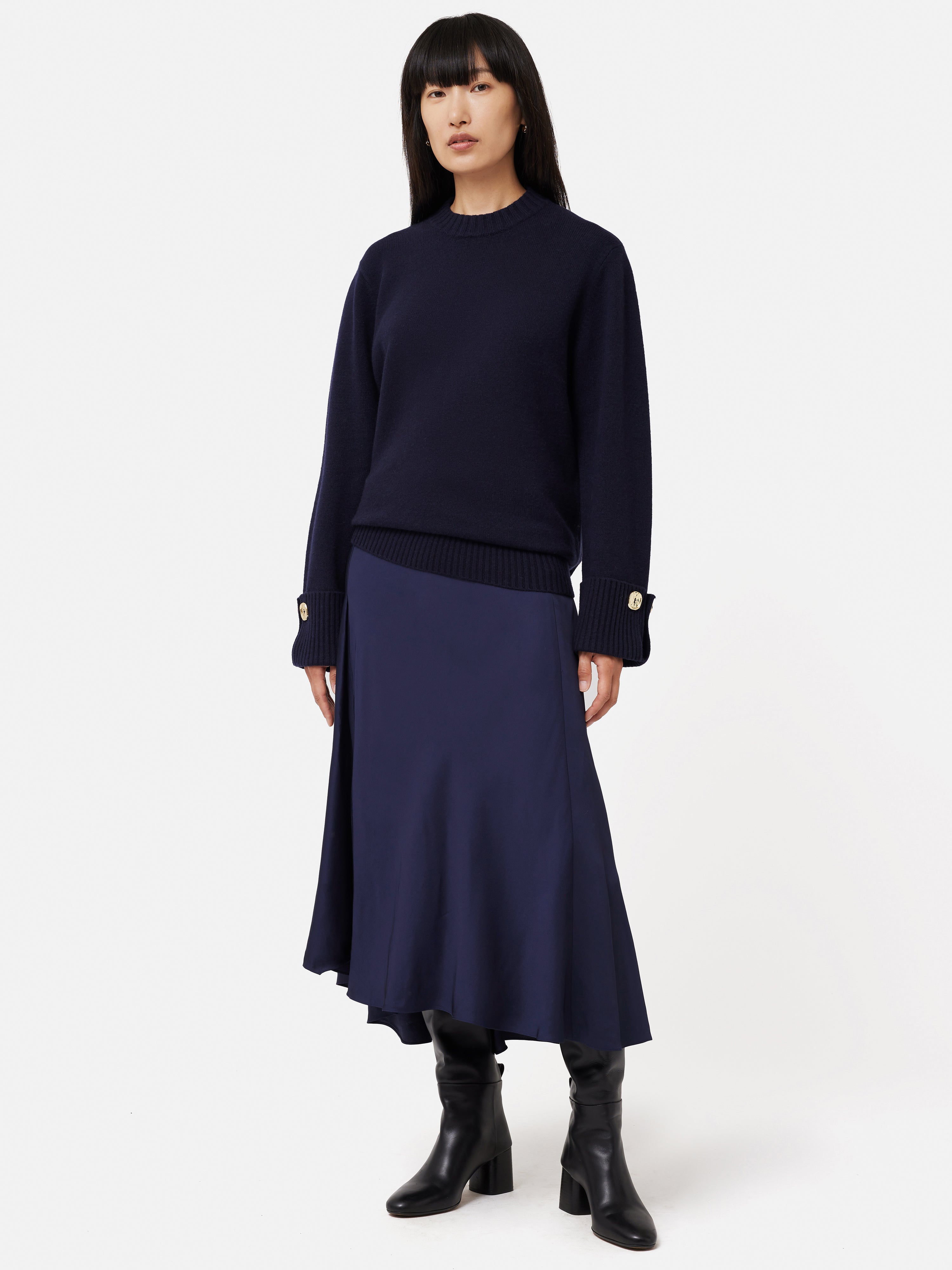 Button Detail Oversized Jumper | Navy – Jigsaw