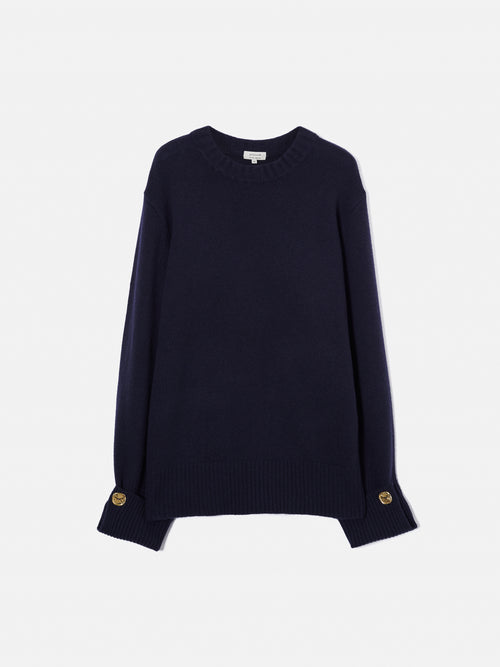 Button Detail Oversized Jumper | Navy