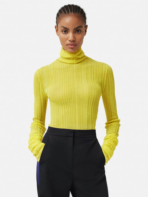 ROKSANDA Plisse Knit Polo Neck | Yellow – Jigsaw