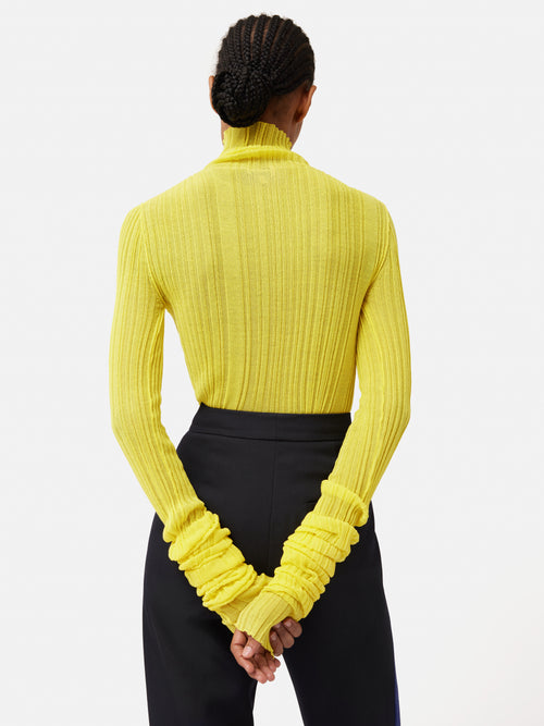 ROKSANDA Plisse Knit Polo Neck | Yellow