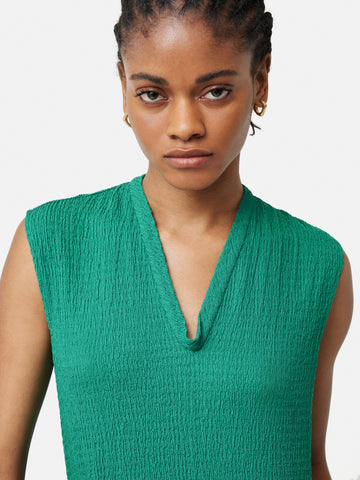 Crinkle T-shirt Jersey Dress | Green – Jigsaw