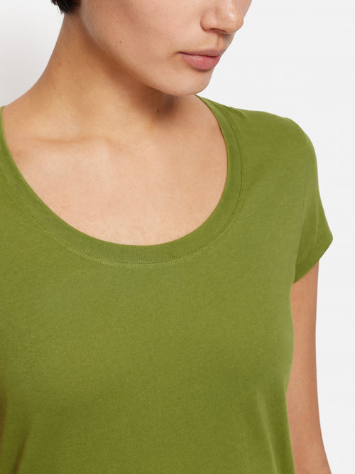 Supima Cotton Scoop Neck Tee | Yucca Green