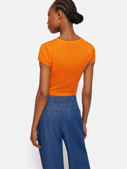 Supima Cotton Scoop Neck Tee | Pop Orange