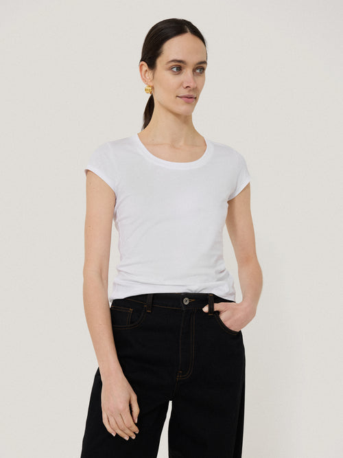 Supima Cotton Scoop Neck Tee | White