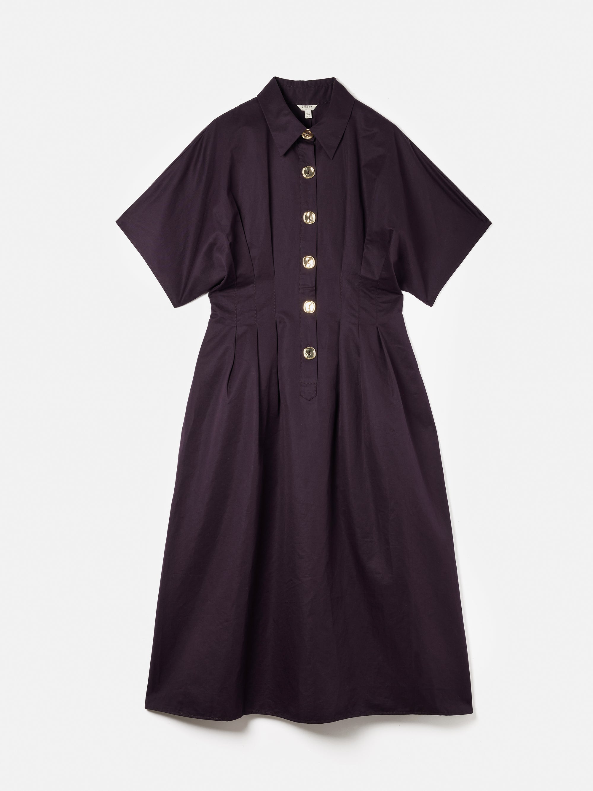 Cotton Stitched Pleat Dress | Deep Purple – Jigsaw