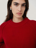 Fishermans Rib Crew Jumper | Red