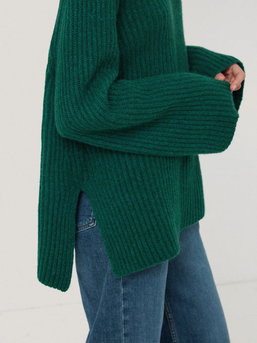 Faroe Fishermans Rib Jumper | Green