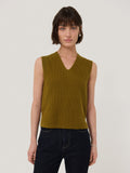 Cotton Blend V Neck Tank | Khaki