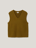 Cotton Blend V Neck Tank | Khaki