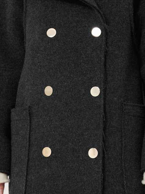 Italian Wool Raw Edge Coat | Charcoal