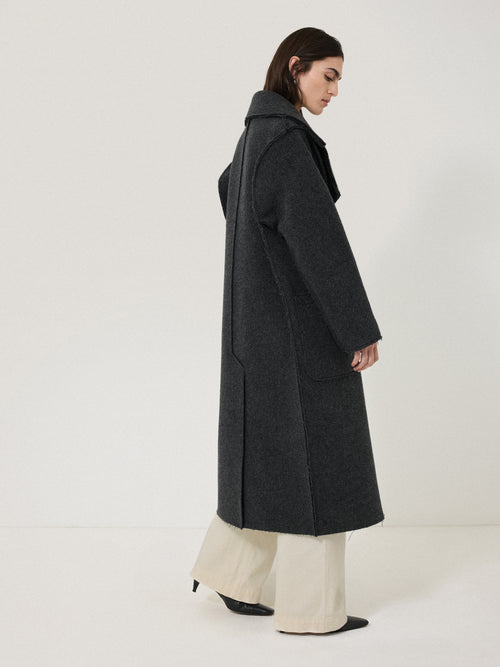 Italian Wool Raw Edge Coat | Charcoal