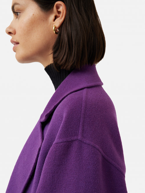 Long Double Faced Wrap Coat | Purple