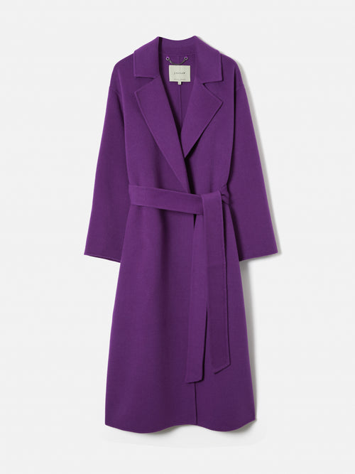 Long Double Faced Wrap Coat | Purple