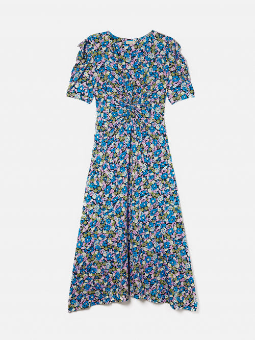 Vintage Floral Jersey Dress | Blue