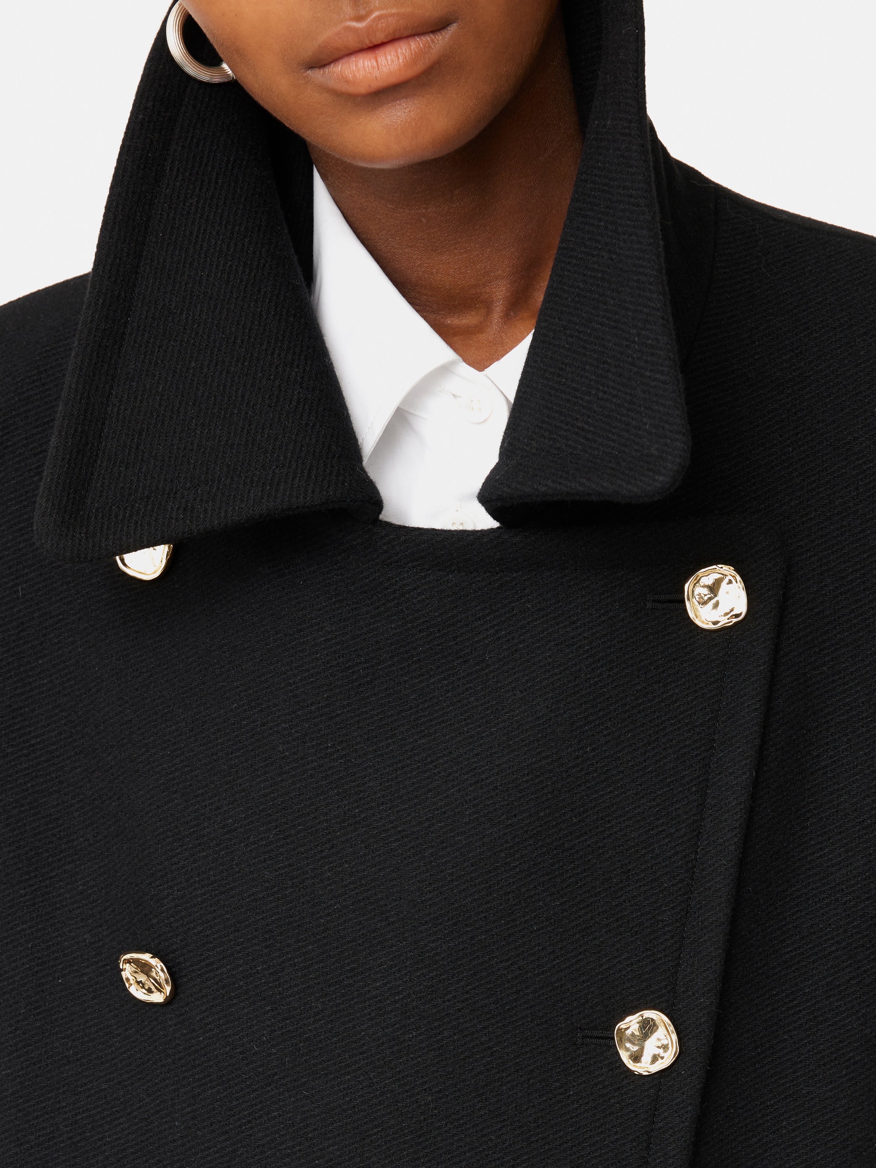 Wool Twill Longline Pea Coat | Black – Jigsaw