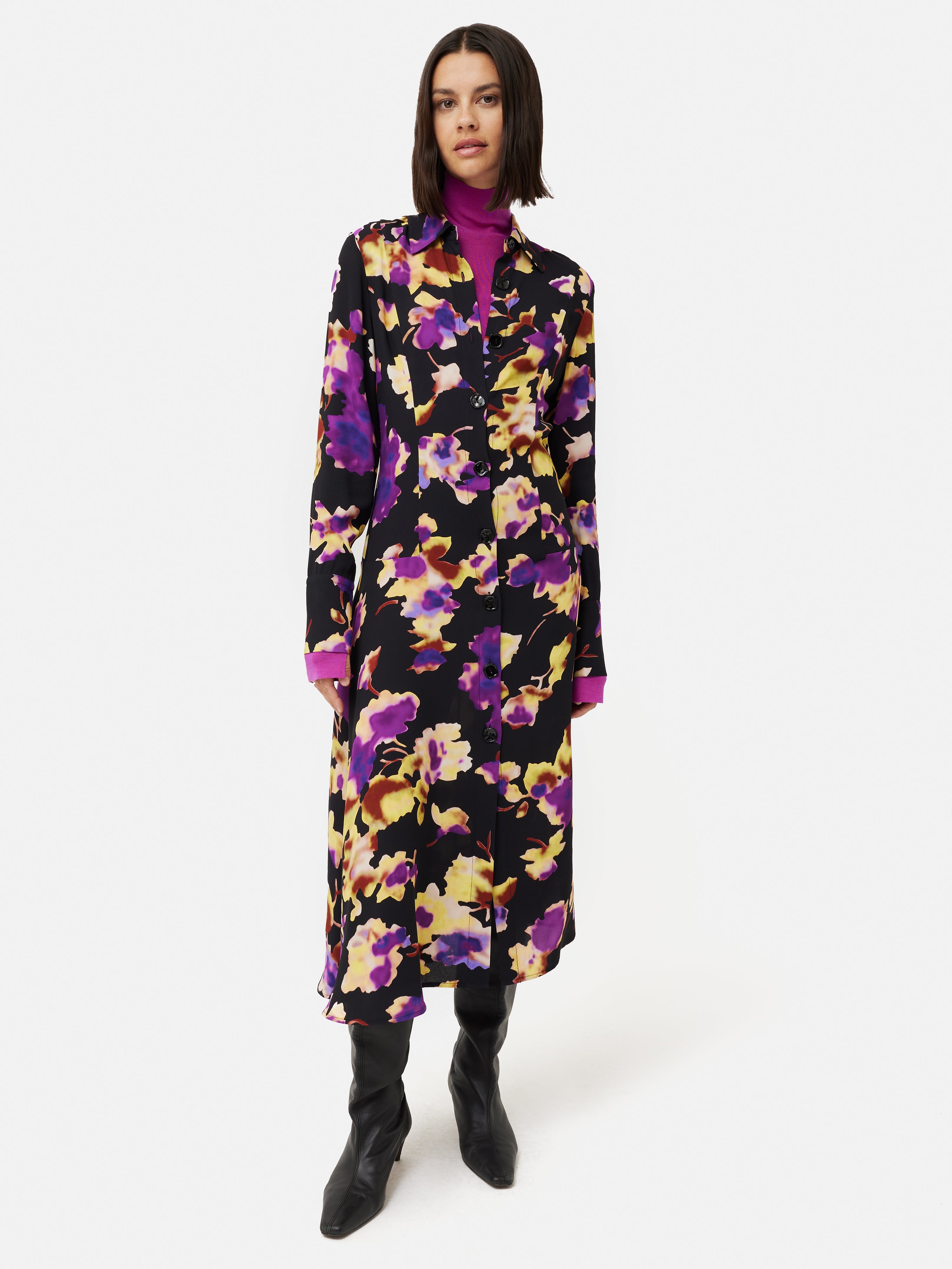 Haze Floral Crepe Dress | Purple – Jigsaw