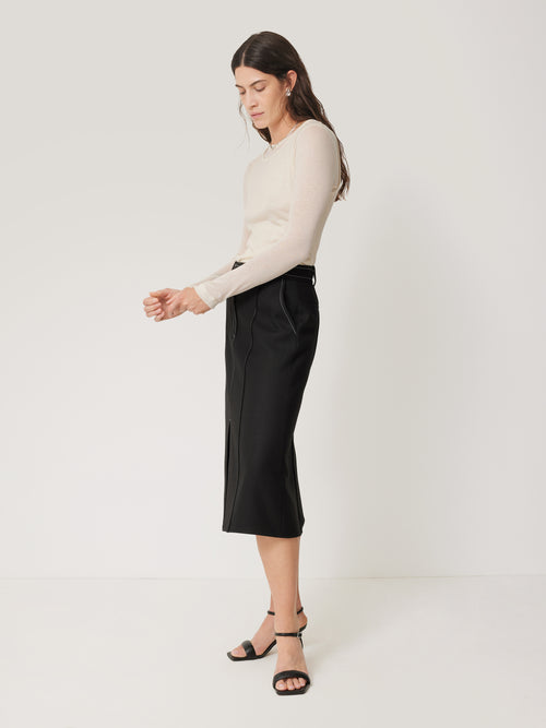 Seamed Detail A Line Skirt | Black