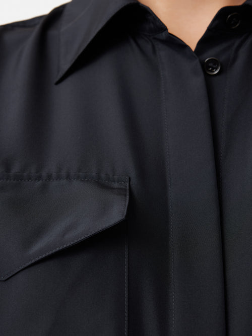 Military Habotai Silk Shirt | Navy
