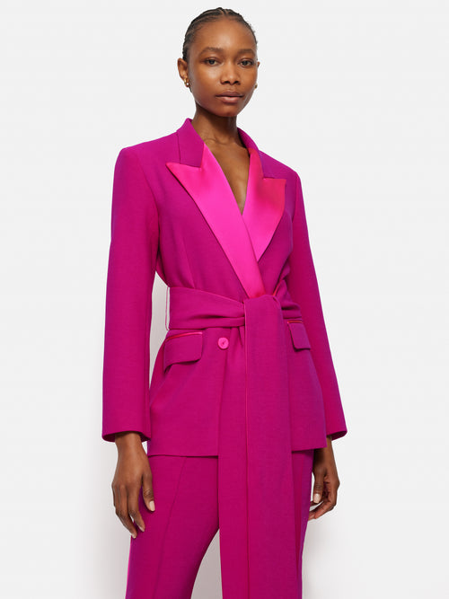 Belted Tuxedo Jacket | Pink