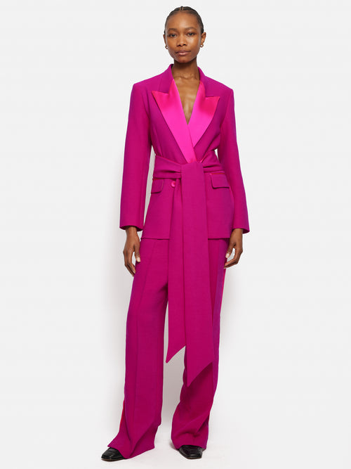 Belted Tuxedo Jacket | Pink