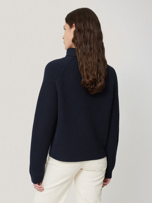 Merino Fishermans Rib Jumper | Navy