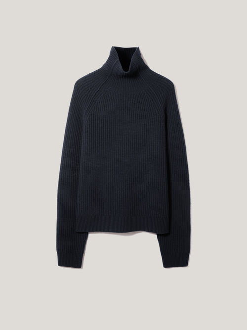 Merino Fishermans Rib Jumper | Navy