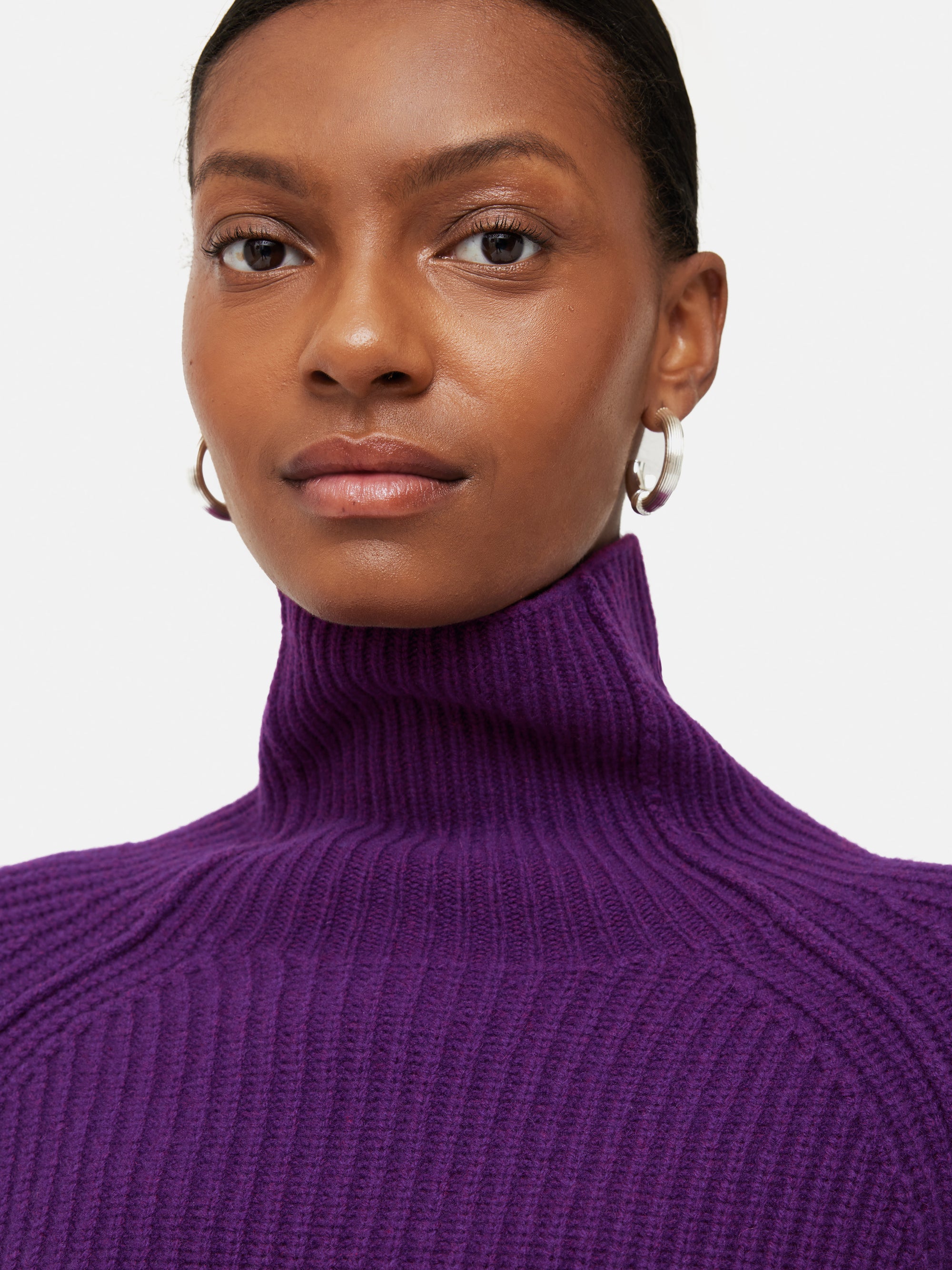 Merino Fishermans Rib Jumper | Purple – Jigsaw