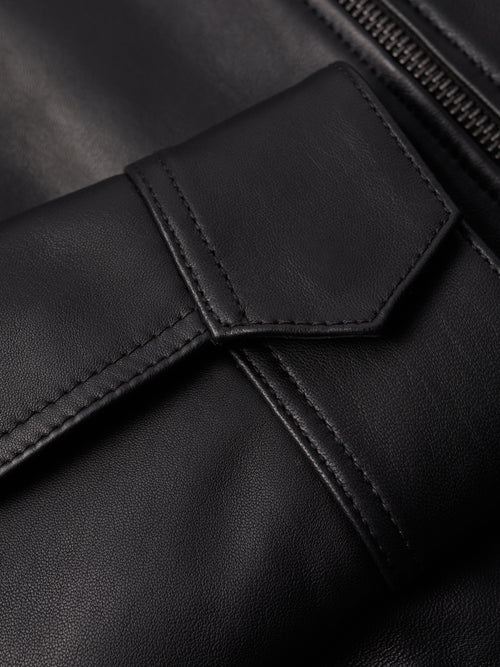 Zip Front Leather Biker Jacket | Black – Jigsaw