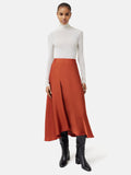 Satin Bias Asymmetric Skirt | Orange