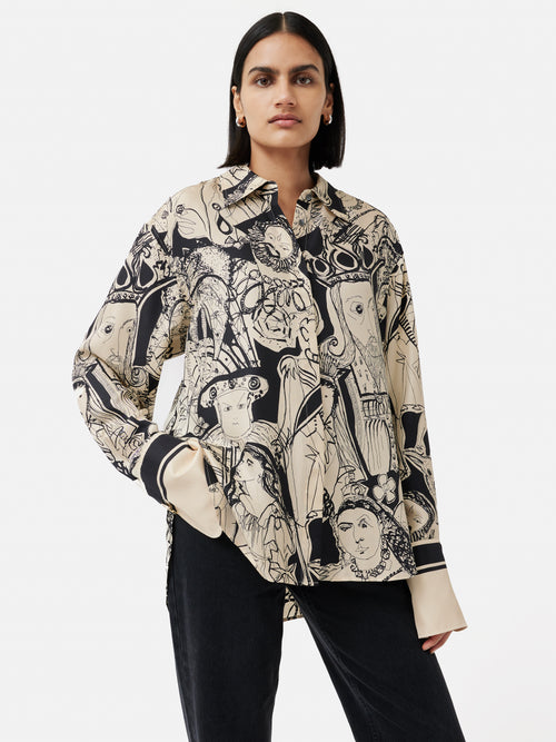 Kings & Queens Silk Shirt | Monochrome