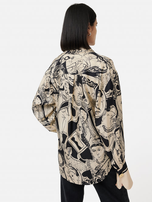 Kings & Queens Silk Shirt | Monochrome