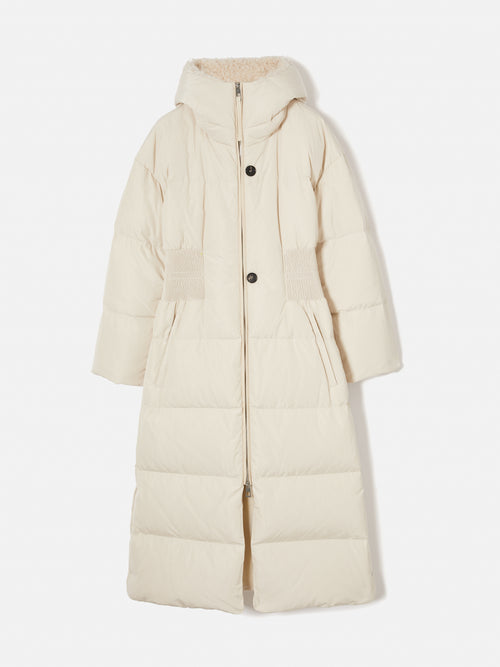 Hooded Down Maxi Puffer | Cream