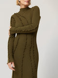 Ruffle Detail Knitted Dress | Khaki