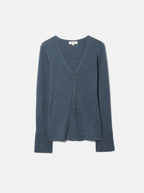 Linen Cotton Cardigan | Mineral Blue