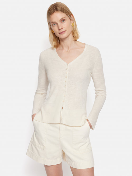 Linen Cotton Cardigan | Ivory