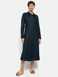 Linen Shirt Dress | Navy